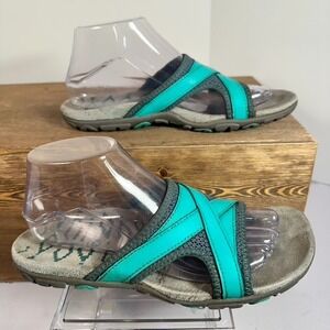 Merrell Sandspur Delta Slide Sandals Womens SZ 8 Teal Leather Comfort